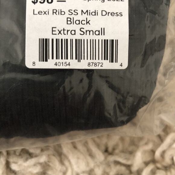 Marine Layer Lexi Dress Rib Short Sleeve Scoop Neck Bodycon Midi Black NWT XS - Picture 5 of 7